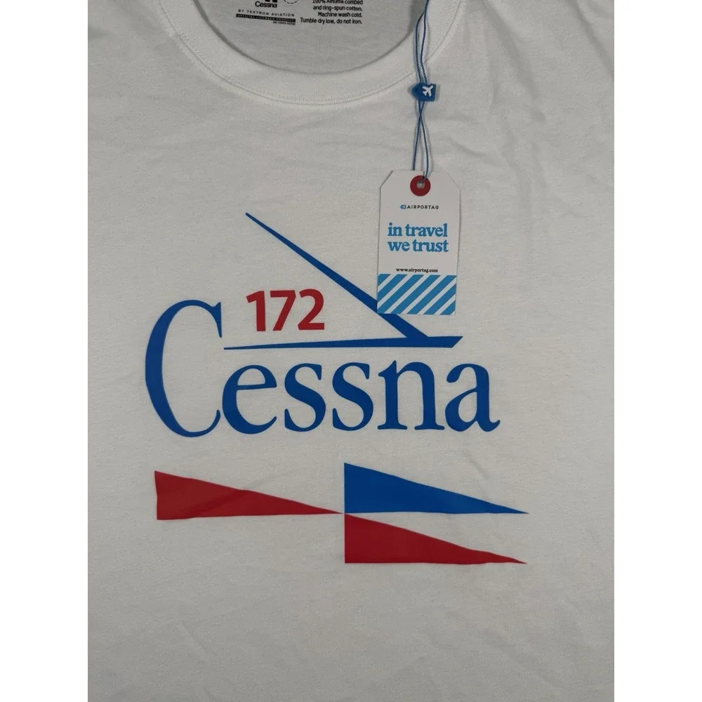 Airportag Cessna 172 T-Shirt White Men's Size XL Aviation Pilot Graphic Tee NWT